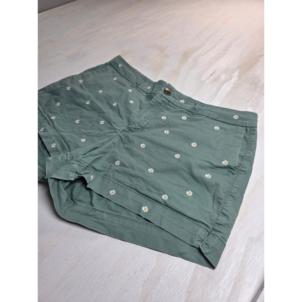 Old Navy Everyday Short Sage Green Daisy Floral Embroidered Boho Cottagecore 10